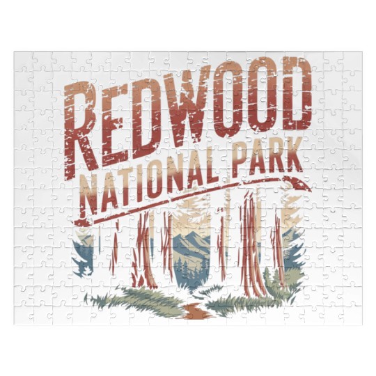Redwood National park vintage Jigsaw Puzzles