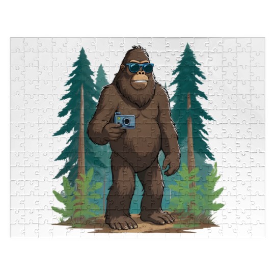 Bigfoot with Sunglasses and Camera on an Adventure Jigsaw Puzzles