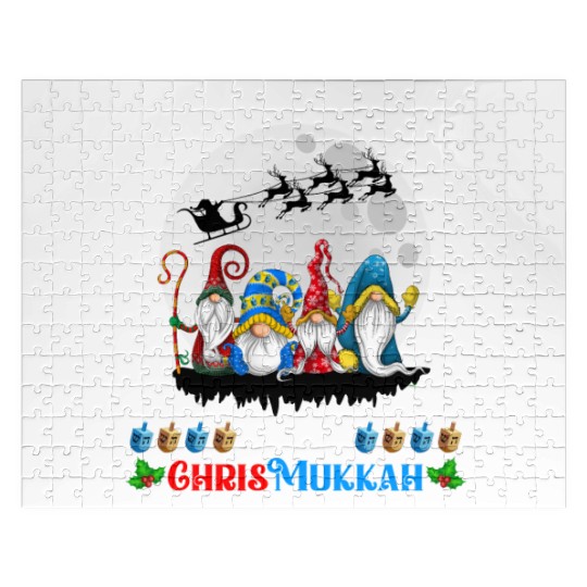 Happy Chrismukkah Gnomes Christmas Hanukkah Jigsaw Puzzles