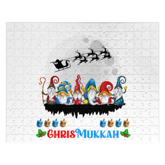 Happy Chrismukkah Gnomes Christmas Hanukkah Jigsaw Puzzles