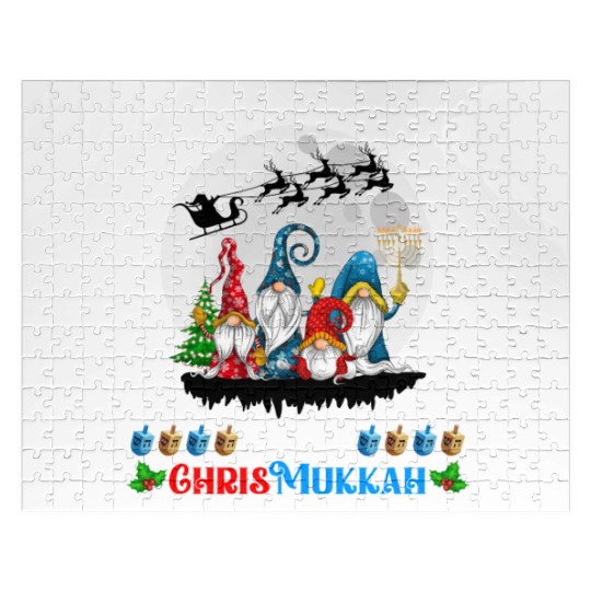 Happy Chrismukkah Gnomes Christmas Hanukkah Jigsaw Puzzles