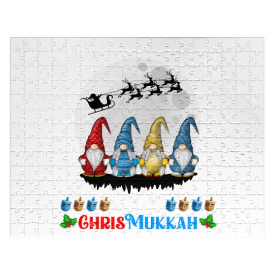Happy Chrismukkah Gnomes Christmas Hanukkah Jigsaw Puzzles