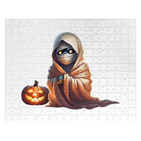 Little Mummy Sitting with Pumpkin Jigsaw Puzzles