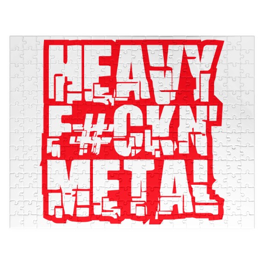 Heavy F#ckin' Metal Hard Rock Fun Music Text Quote Jigsaw Puzzles