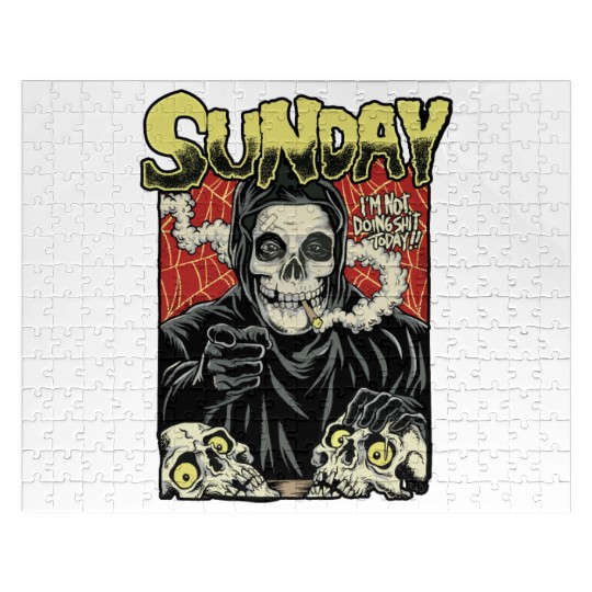 Sunday I'm not Doing Shit Today Horror Version Jigsaw Puzzles