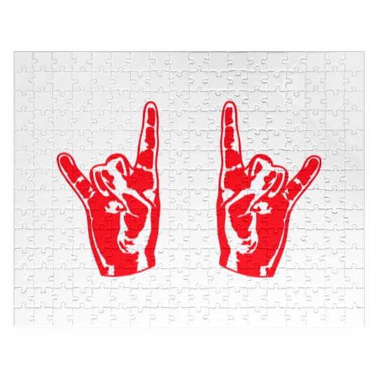 Two heavy metal hard rock horn finger hand gesture Jigsaw Puzzles