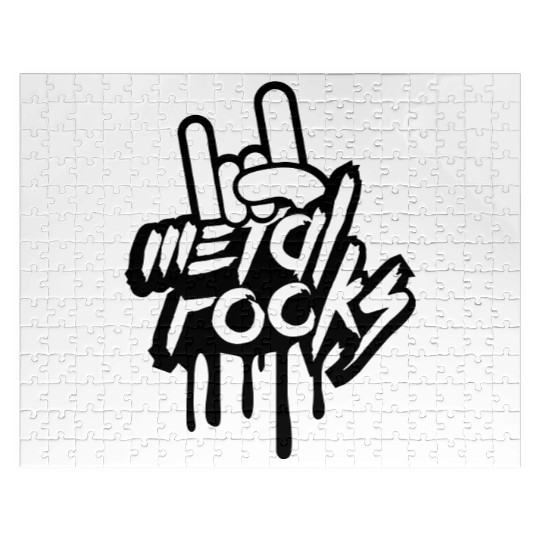 Heavy metal rocks graffiti spray drop hand gesture Jigsaw Puzzles