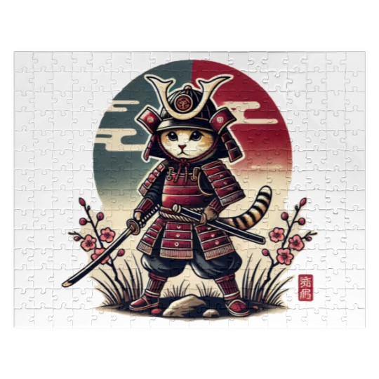 Samurai Cat: Vintage Ukiyo-e Warrior Art Jigsaw Puzzles