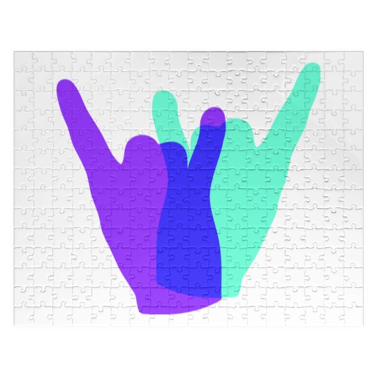 Two heavy metal hard rock horn finger hand gesture Jigsaw Puzzles