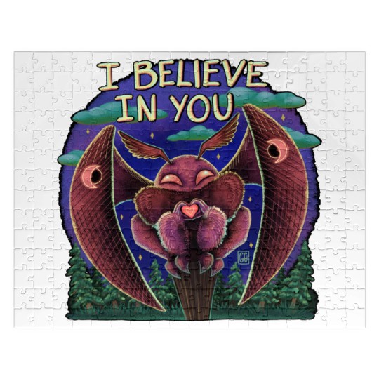 The Mothman Cryptid believe in you cute creature Jigsaw Puzzles