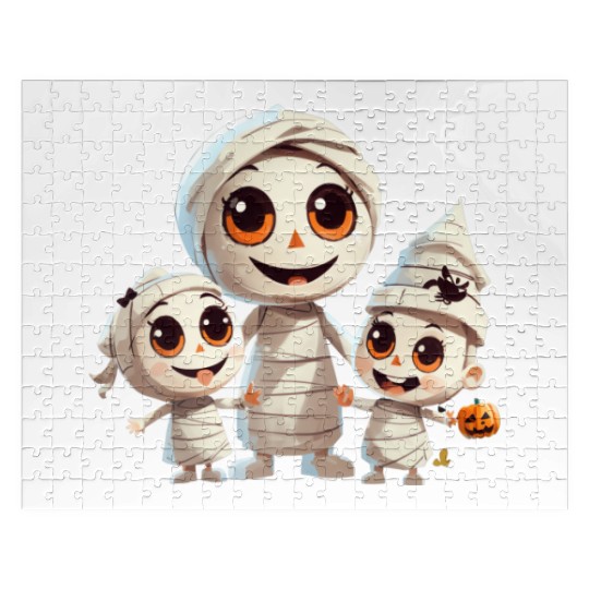 Adorable Mummy Family Halloween Trick-or-Treat Fun Jigsaw Puzzles