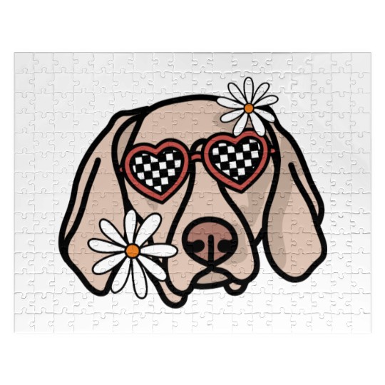 Weimaraner Retro Dog Jigsaw Puzzles