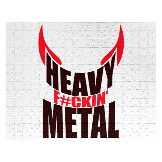 Heavy F#ckin' Metal Hard Rock Fun Music Text Quote Jigsaw Puzzles