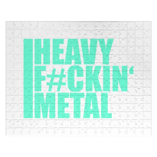 Heavy F#ckin' Metal Hard Rock Fun Music Text Quote Jigsaw Puzzles