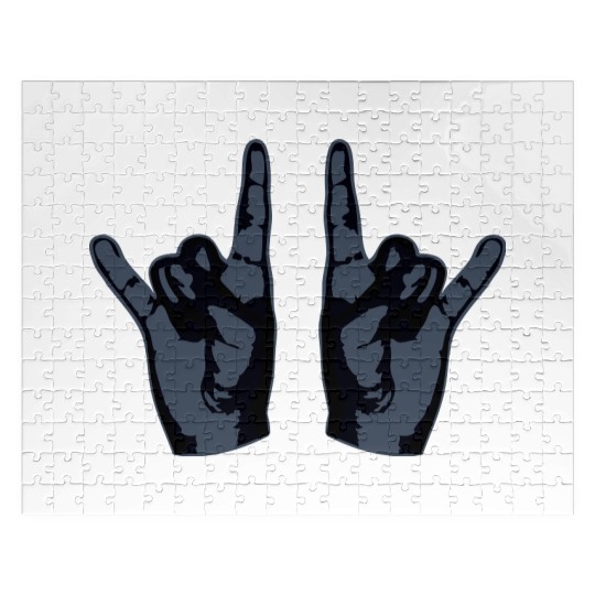 Heavy Metal Fun Hard Rock Music Horns Hand Gesture Jigsaw Puzzles