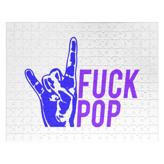 Fuck pop charts music heavy metal fun hand gesture Jigsaw Puzzles