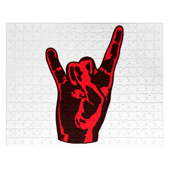 Heavy Metal Fun Hard Rock Music Horns Hand Gesture Jigsaw Puzzles
