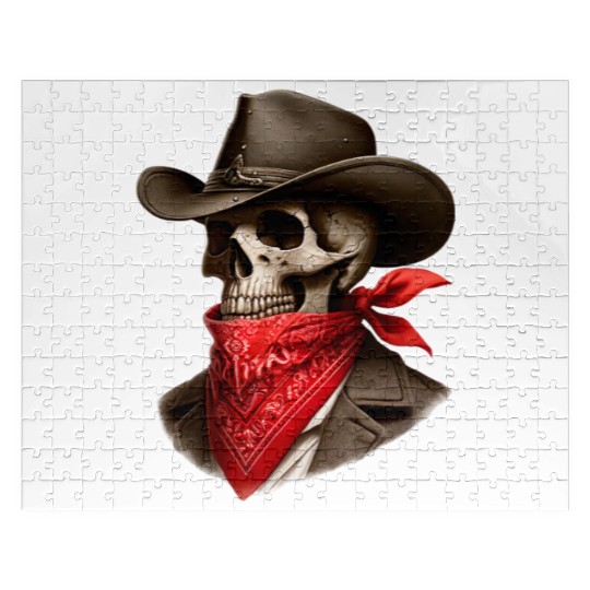 Cowboy Skeleton Skull Bandit Jigsaw Puzzles