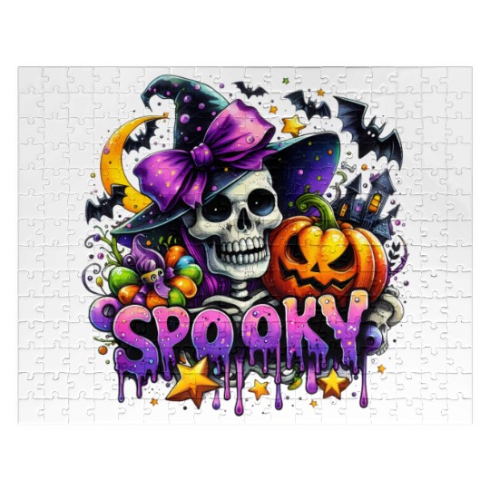 Halloween Spooky Season Witch Skeleton Jigsaw Puzzles