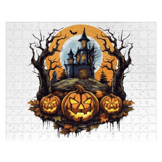 Spooky Haunted House Halloween Witches Pumpkin Jigsaw Puzzles