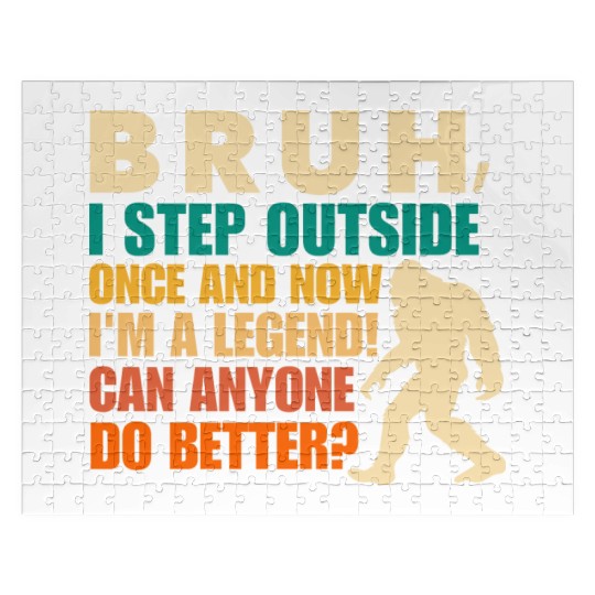 Funny Bigfoot Bruh Sasquatch Sarcastic Humor Jigsaw Puzzles