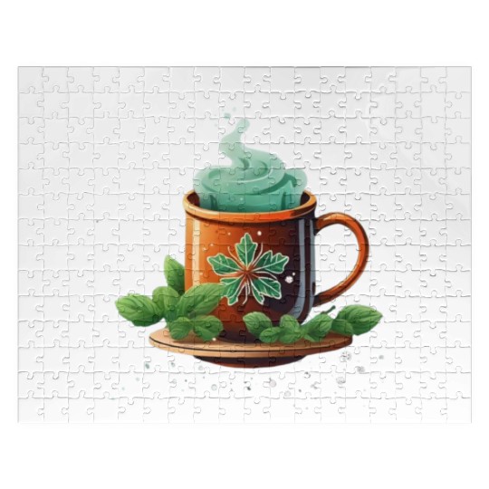 hot tea with mint for winter vibes Jigsaw Puzzles