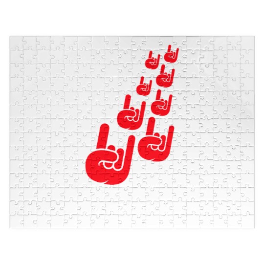 Heavy metal graffiti drop horn finger hand gesture Jigsaw Puzzles