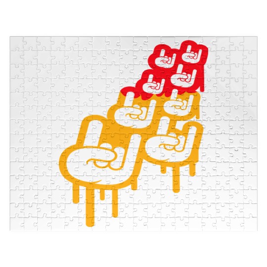 Heavy metal graffiti drop horn finger hand gesture Jigsaw Puzzles