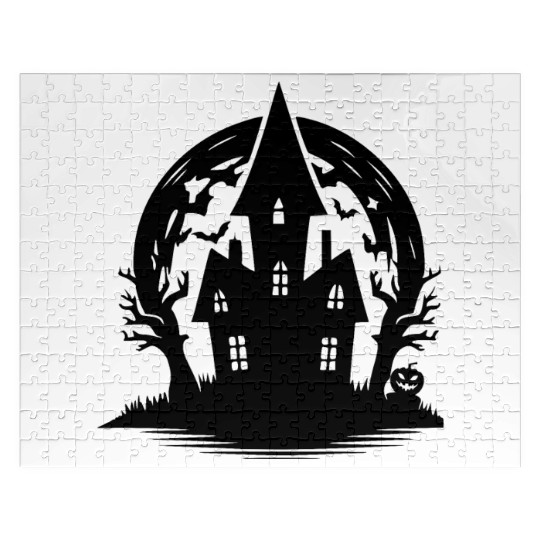 Spooky Haunted House Full Moon Halloween Party Jigsaw Puzzles