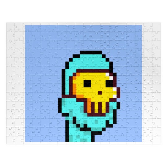 Pixel Alien golden mask Jigsaw Puzzles