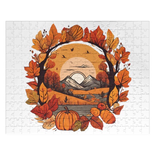 Autumn leaves falling design Jigsaw Puzzles
