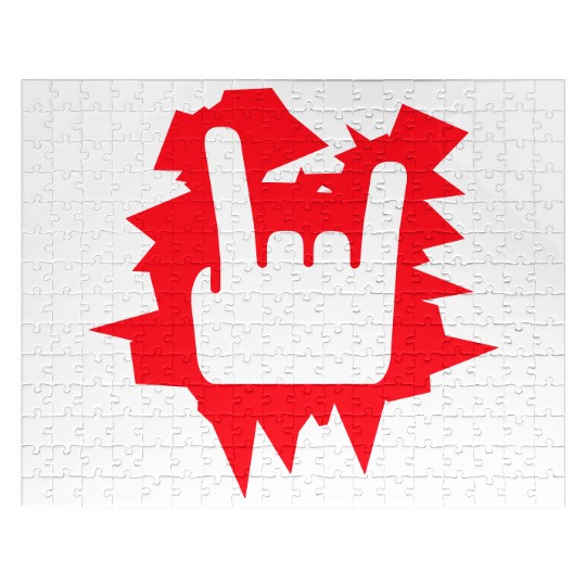 Heavy Metal Fun Hard Rock Music Horns Hand Gesture Jigsaw Puzzles