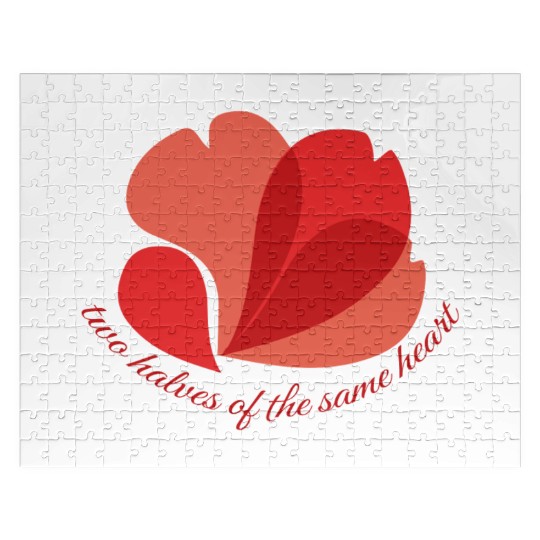 Vintage Botanical Red Poppy Heart Graphic Flower Jigsaw Puzzles