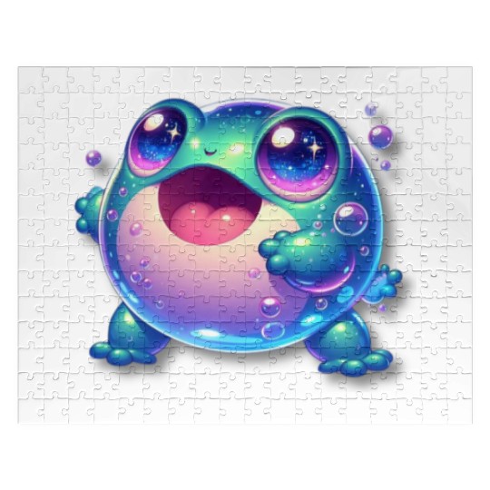 funny cute green frog Jigsaw Puzzles