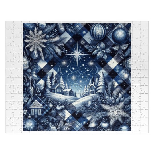 flannel blue and white christmas Jigsaw Puzzles