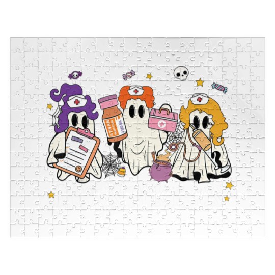 Hocus Poke-Us Funny Ghost Vintage Halloween Movie Jigsaw Puzzles