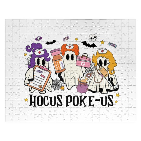 Hocus Poke Us Funny Ghost Vintage Halloween Jigsaw Puzzles