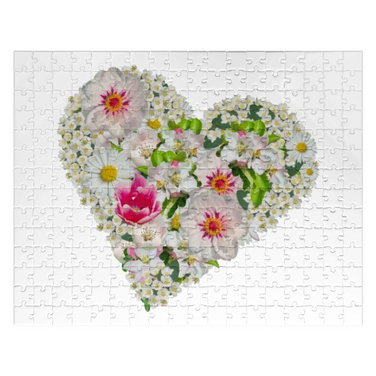 heart of flowers blossoms daisy tulip pink peony Jigsaw Puzzles
