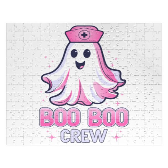Boo Boo Crew Nurse Pink Ghost Halloween Costume Jigsaw Puzzles