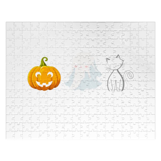 Spooky Season Halloween Pumpkin Cute Cat Paw Ghost Jigsaw Puzzles