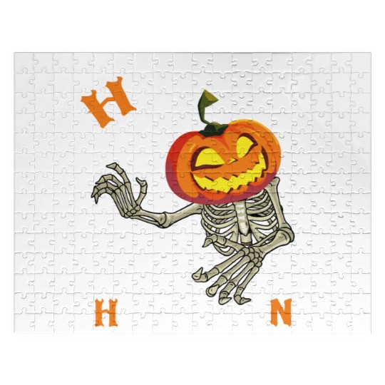 Trick Or Treat Happy Halloween Pumpkin Skeleton Jigsaw Puzzles