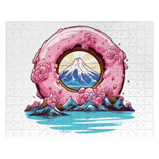 Japan Sakura Blossom Mount Fuji Donut Jigsaw Puzzles