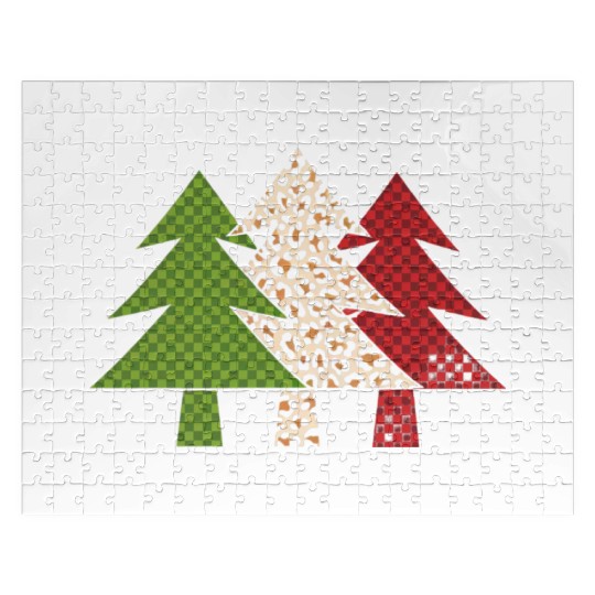 Buffalo Plaid Merry Christmas Tree Family Matching Jigsaw Puzzles