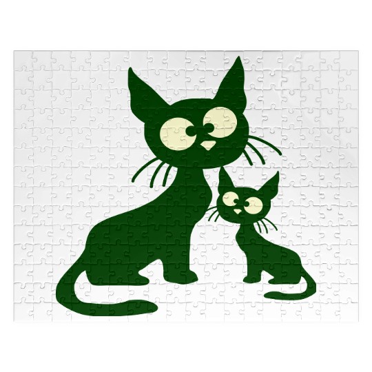Crazy cat mom dad kitten child kitten family team Jigsaw Puzzles
