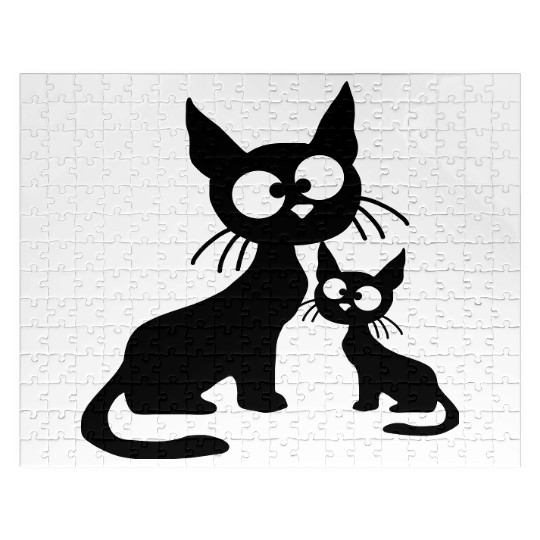 Crazy cat mom dad kitten child kitten family team Jigsaw Puzzles
