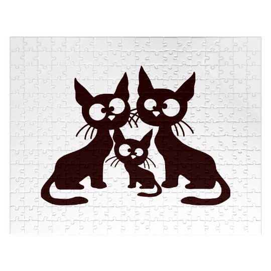 Crazy cat mom dad kitten child kitten family team Jigsaw Puzzles