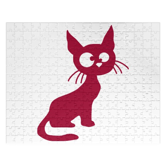 Crazy Cat Squinting Funny Eyes Grimace Fun Cartoon Jigsaw Puzzles
