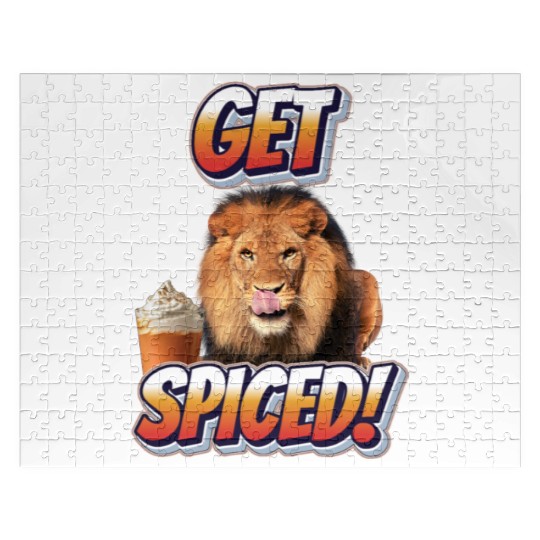 Fierce Lion 'Get Spiced!' Pumpkin Spice Fall Desig Jigsaw Puzzles
