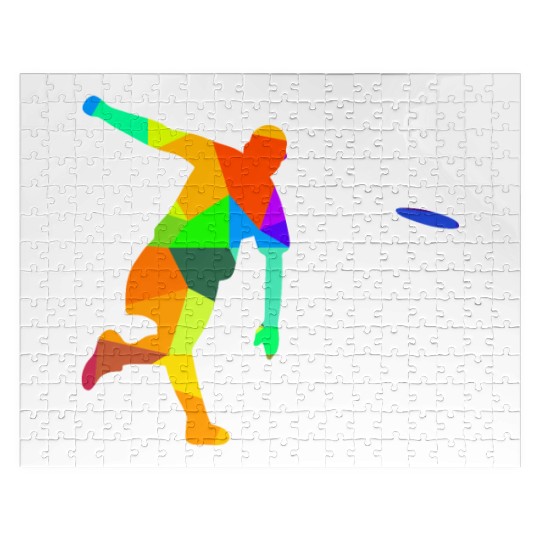 Ultimate Frisbee Rainbow Colors Polygon Sport Jigsaw Puzzles