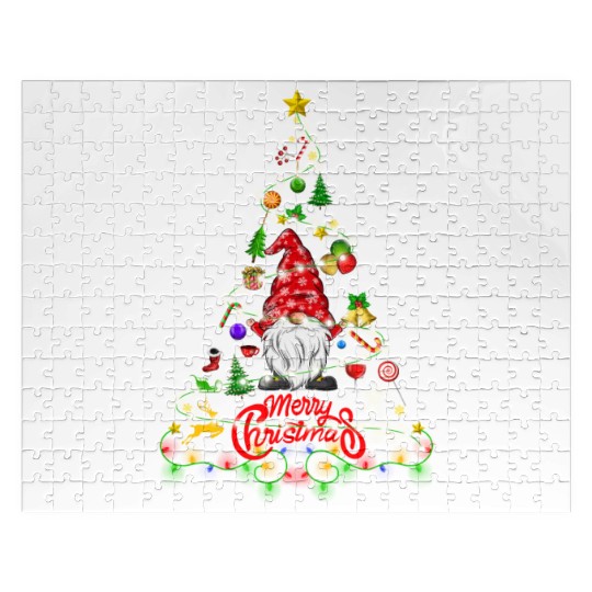 Funny Gnomes Christmas Tree Gnomies Family Xmas Jigsaw Puzzles
